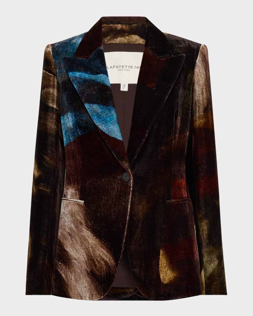 Single-Button Tailored Velvet Blazer